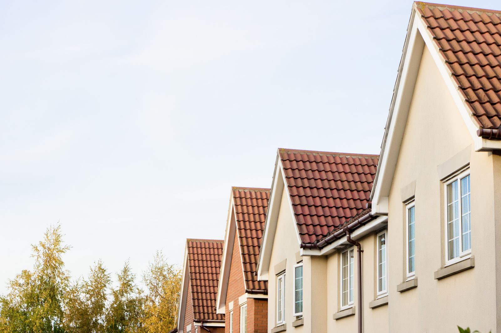 Row of tiled gables on a modern UK street
